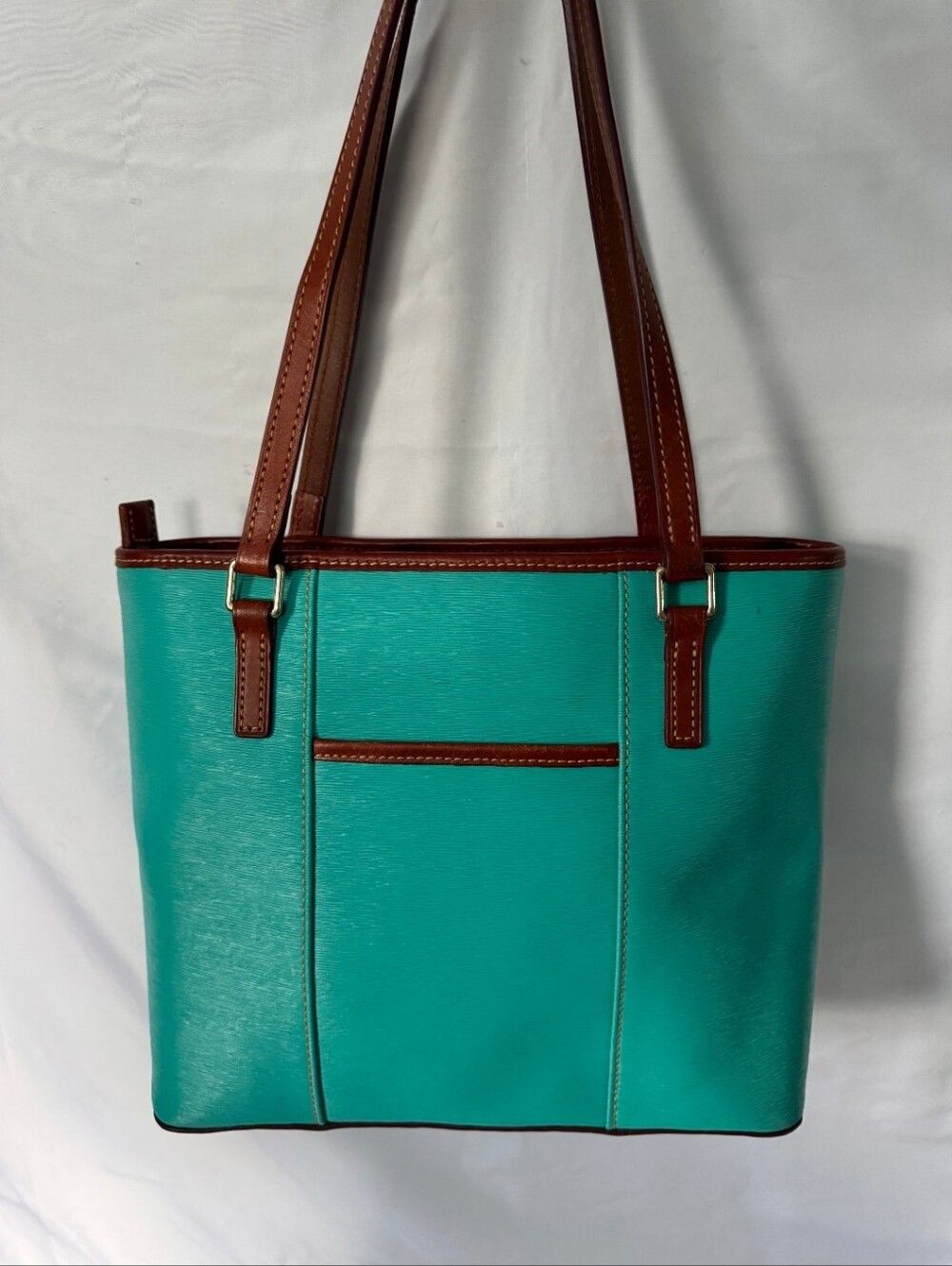 Dooney & Bourke Teal Leather Lexington Tote Bag with Matching Coin Purse EUC - Picture 6 of 13